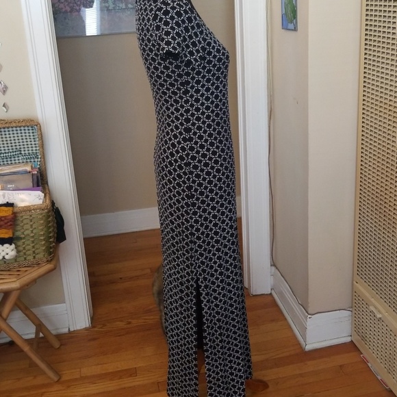 VTG Sexy 90s Blk & White Bodycon Split Maxi Dress - Picture 6 of 8
